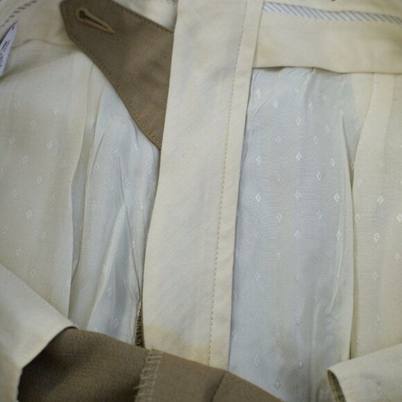 Nordstrom JB Britches Tabaldo Togna Wool Tan Dress Pants 37/31 Pleated Cuffed Hi - Picture 5 of 8